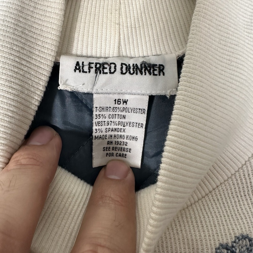 ALFRED DUNNER Blue Quilted Faux Suede Vest Embroidered Mock Neck Top Set 16W - Picture 7 of 9